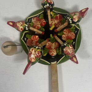 Russian Folk Art Wood Chicken Food Pecking Paddle Toy